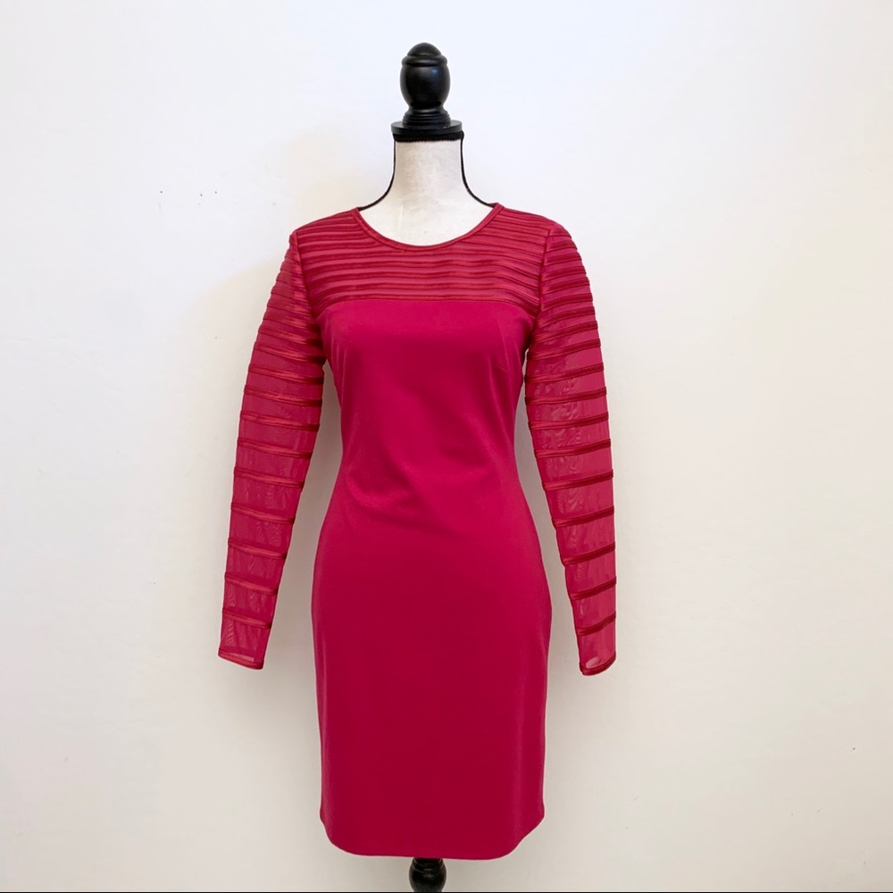 NWT Halston Heritage Mesh Yoke Sheath Dress